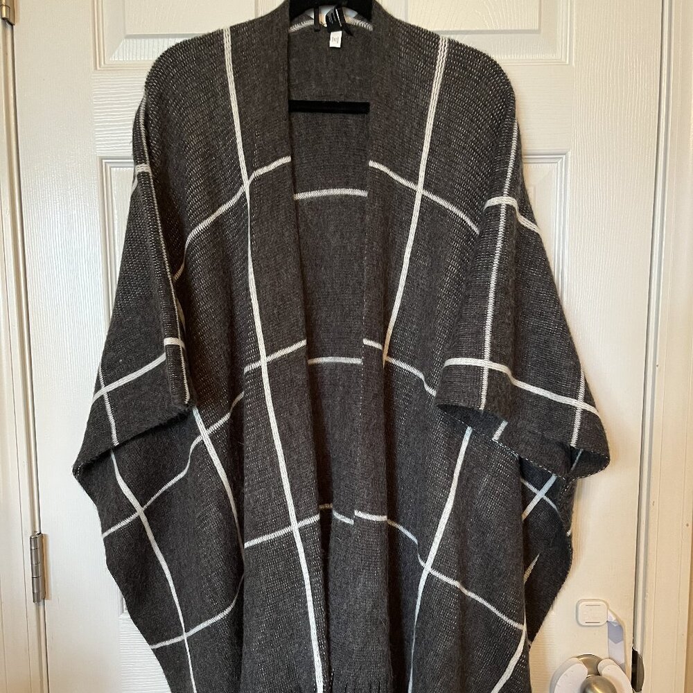 Lane Bryant Blanket Wrap Poncho Cardigan Long Fringe Sweater Oversized One Sz